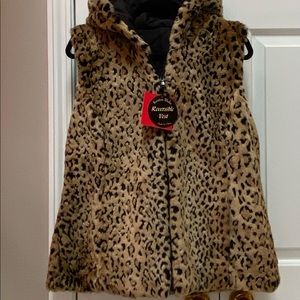 Kristin Blake Reversible Animal/Solid Leopard Vest